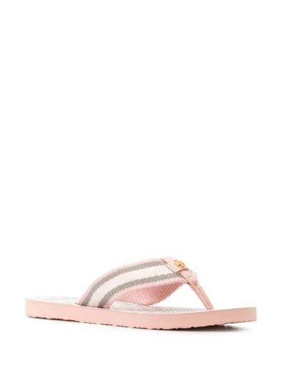 Shop Tory Burch Logo Flip Flops In Pink