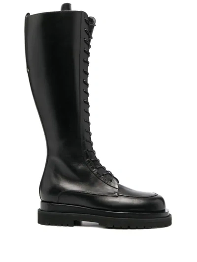 Shop Magda Butrym Platform Sole Lace-up Boots In Black