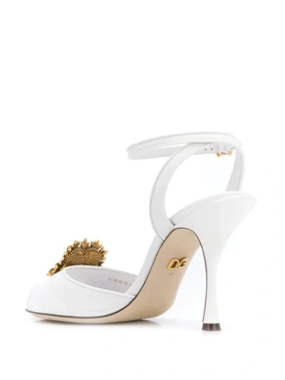 Dolce & Gabbana Keira Devotion Embellished Quilted Leather Sandals In White, ModeSens