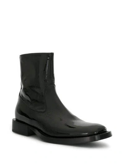 Shop Ann Demeulemeester Vernice Crinkle Ankle Boots In Black