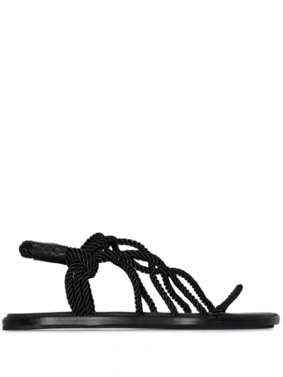 Shop Ann Demeulemeester Flat Rope Sandals In Black