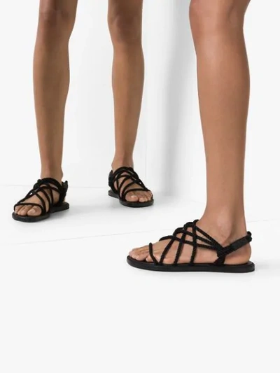 Shop Ann Demeulemeester Flat Rope Sandals In Black