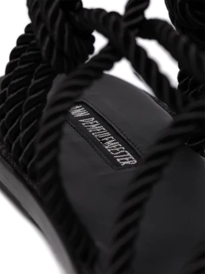 Shop Ann Demeulemeester Flat Rope Sandals In Black