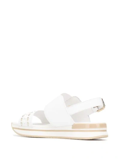 Shop Hogan Studded Flat Sandals In White