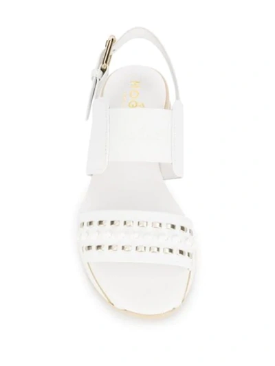 Shop Hogan Studded Flat Sandals In White