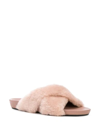 Shop Atp Atelier Cross Front Slip-on Sandals In Pink