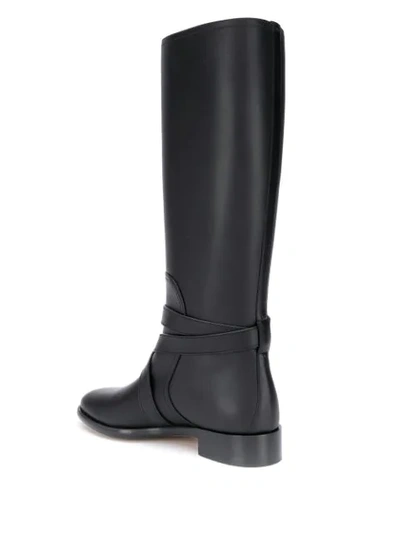 Ferragamo Gancini Knee-high Leather Boots In Black