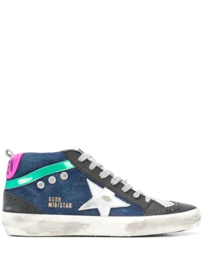 Shop Golden Goose Mid-star Lace-up Sneakers In Blue