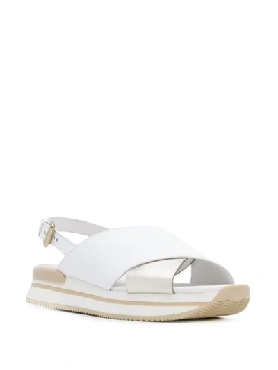 Shop Hogan Colour Block Platform Sandals In White