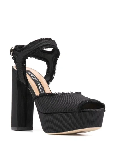 Shop Sergio Rossi Fringed Platform Sandals In Black