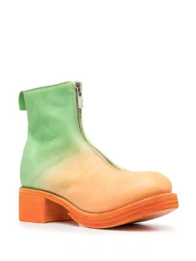 Shop Guidi Two-tone Ombré Zip-up Boots In Orange