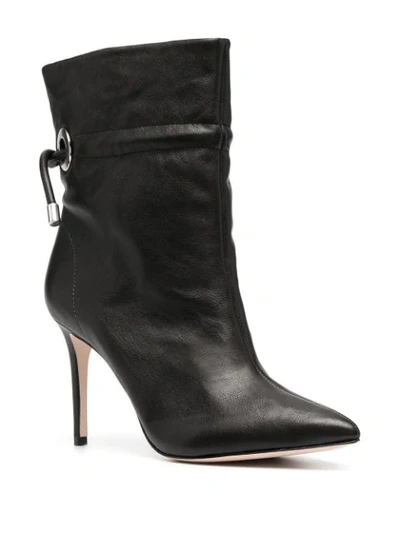 Shop Schutz 100mm Drawstring Leather Ankle Boots In Black