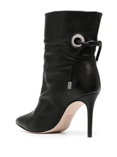 Shop Schutz 100mm Drawstring Leather Ankle Boots In Black