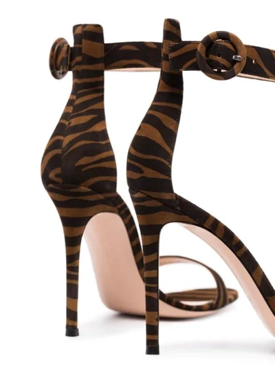 Shop Gianvito Rossi Portofino 105mm Zebra-print Suede Sandals In Black