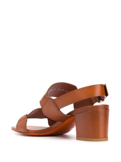 Shop Santoni Double-strap Heeled Sandals In Brown