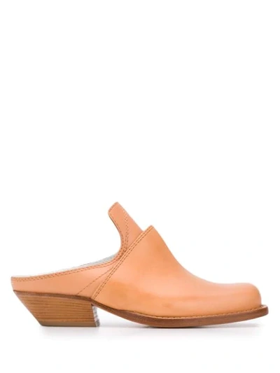 Shop Mm6 Maison Margiela Chunky Heeled Mules In Brown