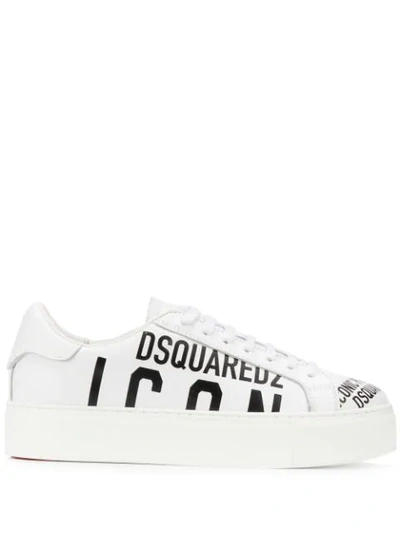 Shop Dsquared2 Logo Print Lace-up Sneakers In White