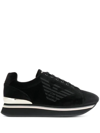 Shop Emporio Armani Logo Lace-up Sneakers In Black