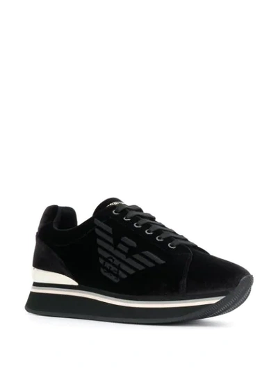 Shop Emporio Armani Logo Lace-up Sneakers In Black