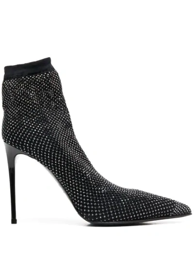 Shop Le Silla Crystal Sock Boots In Black