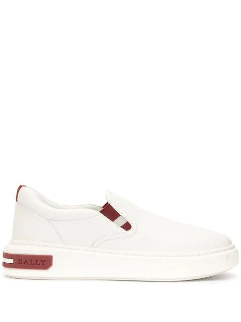 slip on white leather trainers
