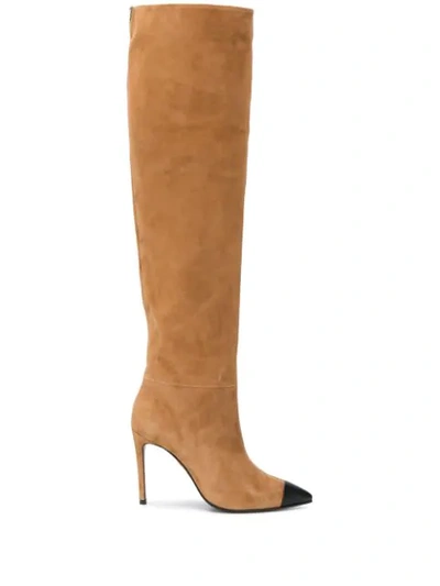 Shop Greymer Pointed Toe Knee-length Boots In Neutrals