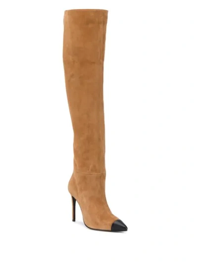 Shop Greymer Pointed Toe Knee-length Boots In Neutrals