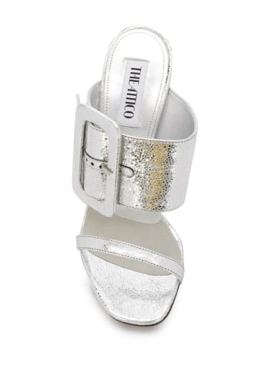 Shop Attico Metallized Buckled Mules In Silver