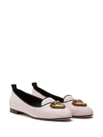 Shop Dolce & Gabbana Audrey Devotion Slippers In Neutrals
