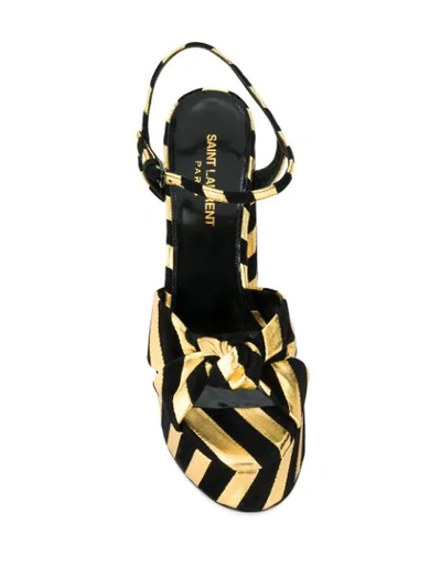 Shop Saint Laurent Bianca Striped Sandals In Black
