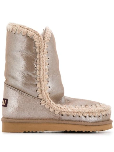 Mou Eskimo 24 Low Heels Ankle Boots In Beige Leather | ModeSens