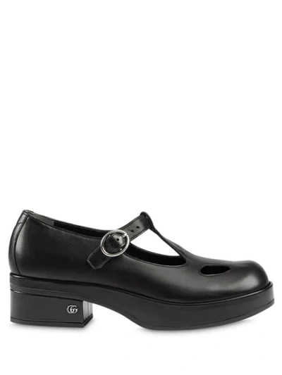 Shop Gucci Block-heel Mary Jane Pumps In Black