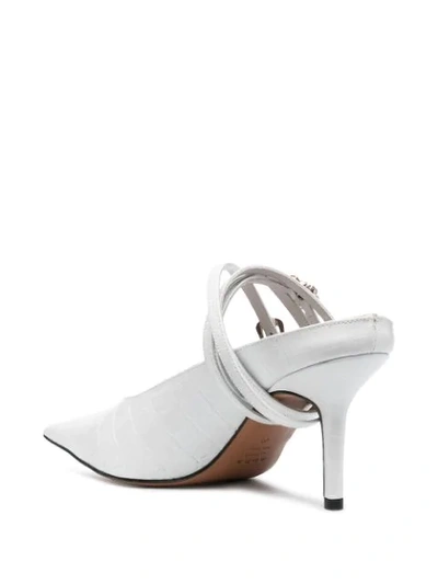 Shop Abra Belt Pointed Toe Mules In White