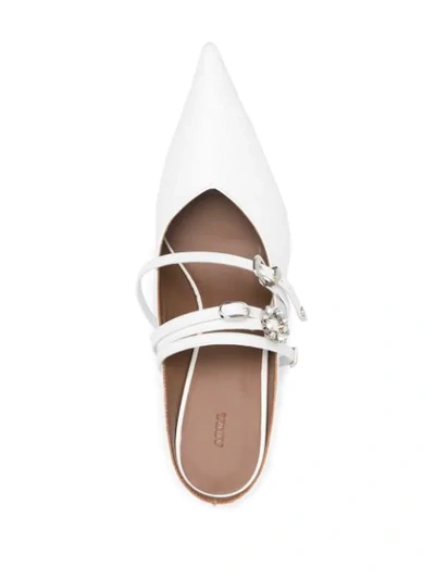 Shop Abra Belt Pointed Toe Mules In White