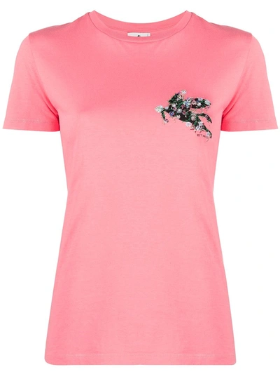 Shop Etro T-shirt Jersey In Pink & Purple
