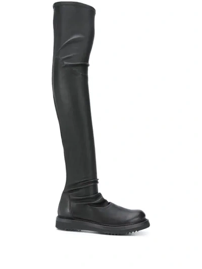 Shop Rick Owens Thigh-high Sock Boots In Black