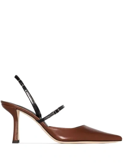 Shop By Far Tiffany 80mm Two-tone Pumps In Brown
