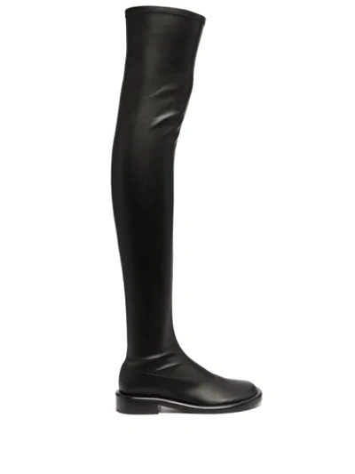 Pipe Faux leather Over the knee Boots In Black