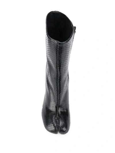 Shop Maison Margiela Snakeskin-effect Tabi Ankle Boots In Black