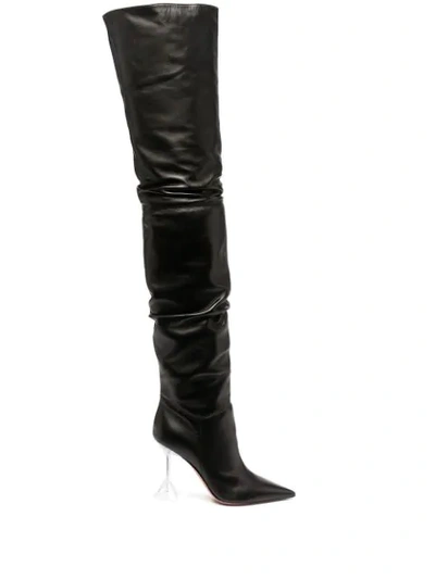 Shop Amina Muaddi Olivia Thigh-high Boots In Black