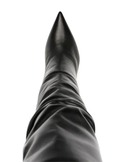 Shop Amina Muaddi Olivia Thigh-high Boots In Black