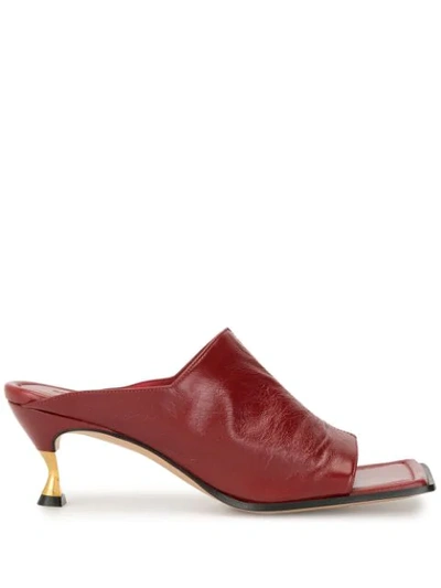 Bottega Veneta Women's Leather Mule Sandals In Red | ModeSens