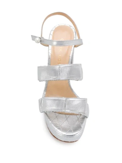 Shop Chloe Gosselin Jean Metallic-print Sandals In Silver