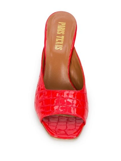 Shop Paris Texas Croc-effect Mules In Red