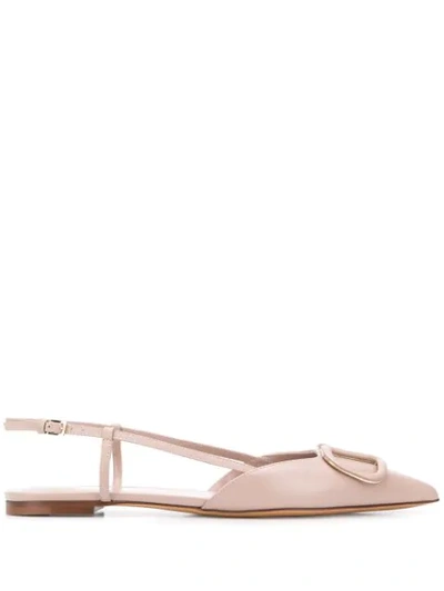 Shop Valentino Vlogo Pointed Ballerina Shoes In Pink