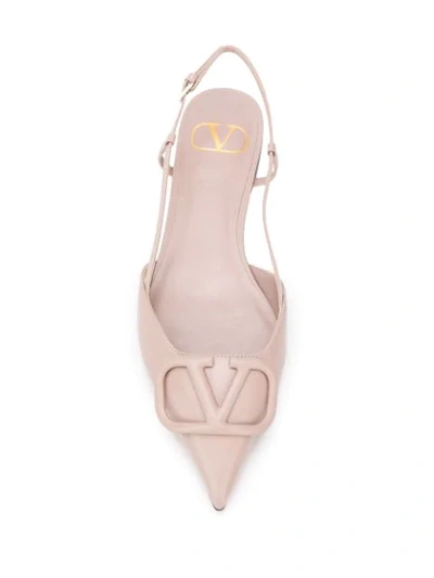Shop Valentino Vlogo Pointed Ballerina Shoes In Pink