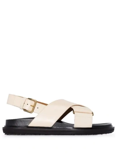 Shop Marni Fussbett Leather Sandals In Neutrals