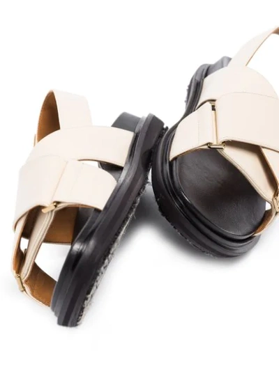 Shop Marni Fussbett Leather Sandals In Neutrals