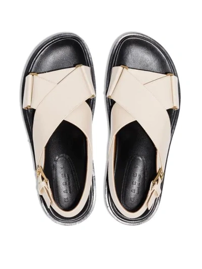 Shop Marni Fussbett Leather Sandals In Neutrals