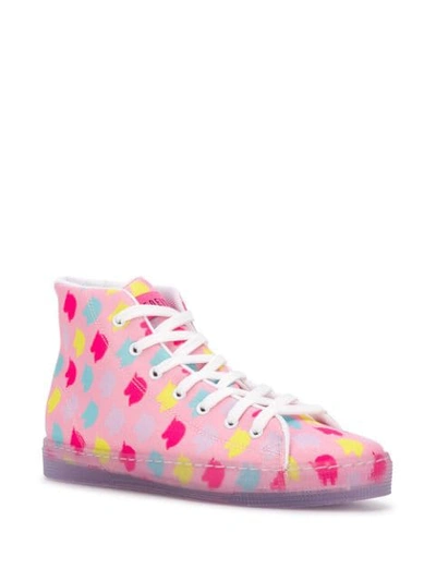 Ireneisgood 10mm Unicorn Print Cotton Hi Top Sneaker In Pink